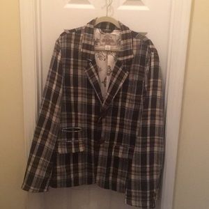 Fossil Men’s Brown Plaid Blazer XL